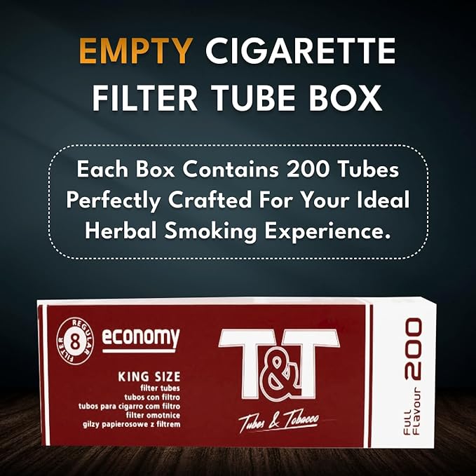 Premium King Size 84 mm Cigarettes Tubes With Filter 200 Pc Box | Empty Cigarette Tubes With Filter(Brown Cigarette Tubes With Filter) Empty Cigarette Filter Tube Box