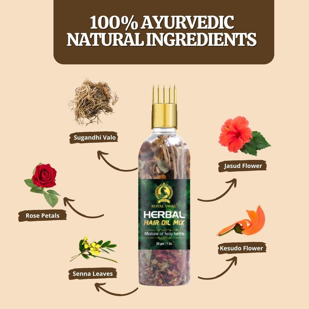 Herbal Jadibuti Mix Bottle For Hair Oil Infusion 10 gram | Make Your Own Diy Home Remedy For Strong, Long and Lustrous Hair (No Oil Included)