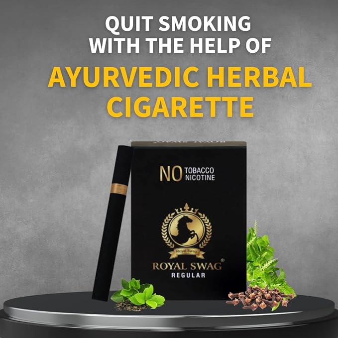 Ayurvedic Herbal Cigarettes 100% Tobacco Free & 100% Nicotine Free Regular Flavour 200 Sticks Non Addictive - Helps To Quit Smoking | Smoking Cessation (Pack Of 200)