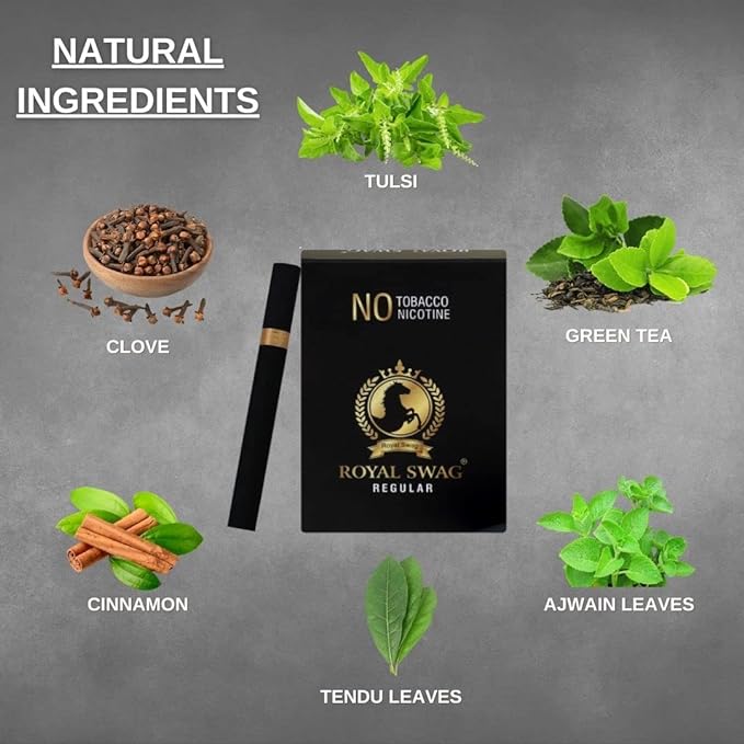 Ayurvedic Herbal Cigarettes 100% Tobacco Free & 100% Nicotine Free Regular Flavour 200 Sticks Non Addictive - Helps To Quit Smoking | Smoking Cessation (Pack Of 200)