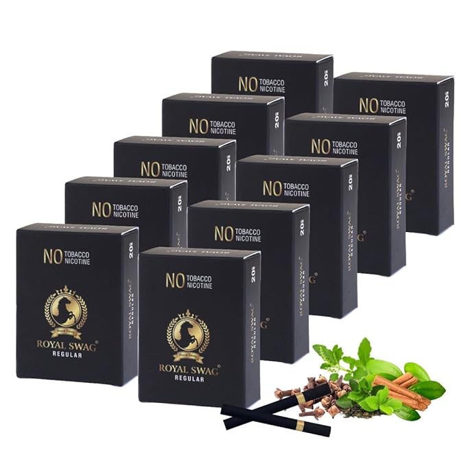 Ayurvedic Herbal Cigarettes 100% Tobacco Free & 100% Nicotine Free Regular Flavour 200 Sticks Non Addictive - Helps To Quit Smoking | Smoking Cessation (Pack Of 200)