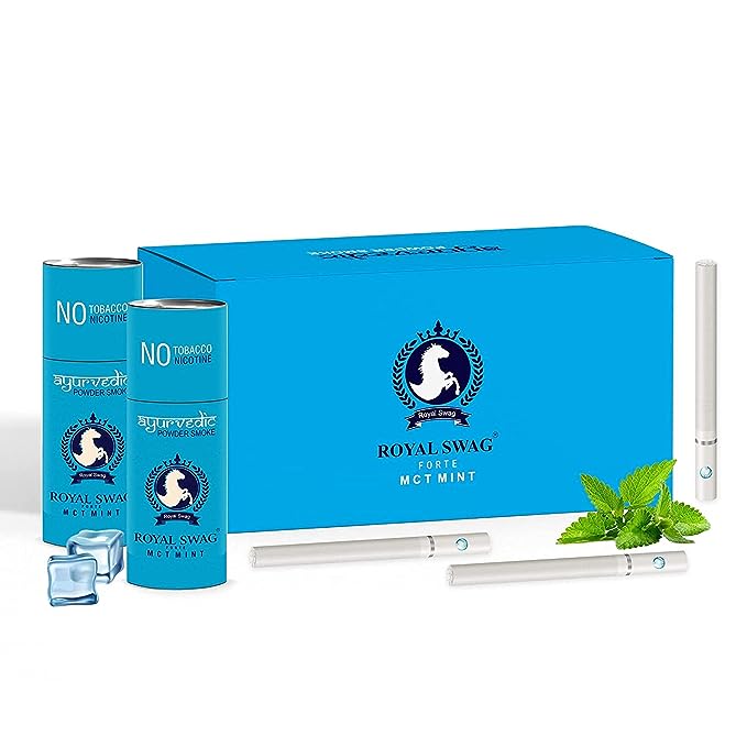 Ayurvedic & Herbal Cigarette, Mint Flavour Smoke Tobacco Free Cigarettes Helps in Quit Smoking - (50 Sticks)