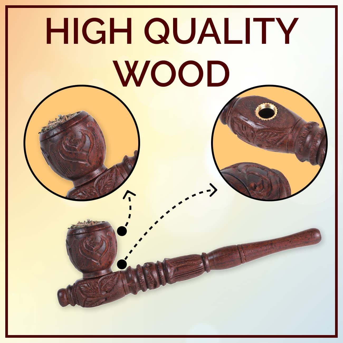 100% Tobacco-Free & Nicotine-Free Smoking Mixture With 100% Natural & Ayurvedic Herbal Smoking Blend 1 Pack (1 oz/ 30g) With Wooden Pipe Antique | Helps To Quit Smoking (Smoking Cessation)