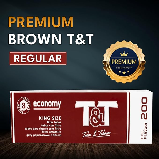 Premium King Size 84 mm Cigarettes Tubes With Filter 200 Pc Box | Empty Cigarette Tubes With Filter(Brown Cigarette Tubes With Filter) Empty Cigarette Filter Tube Box