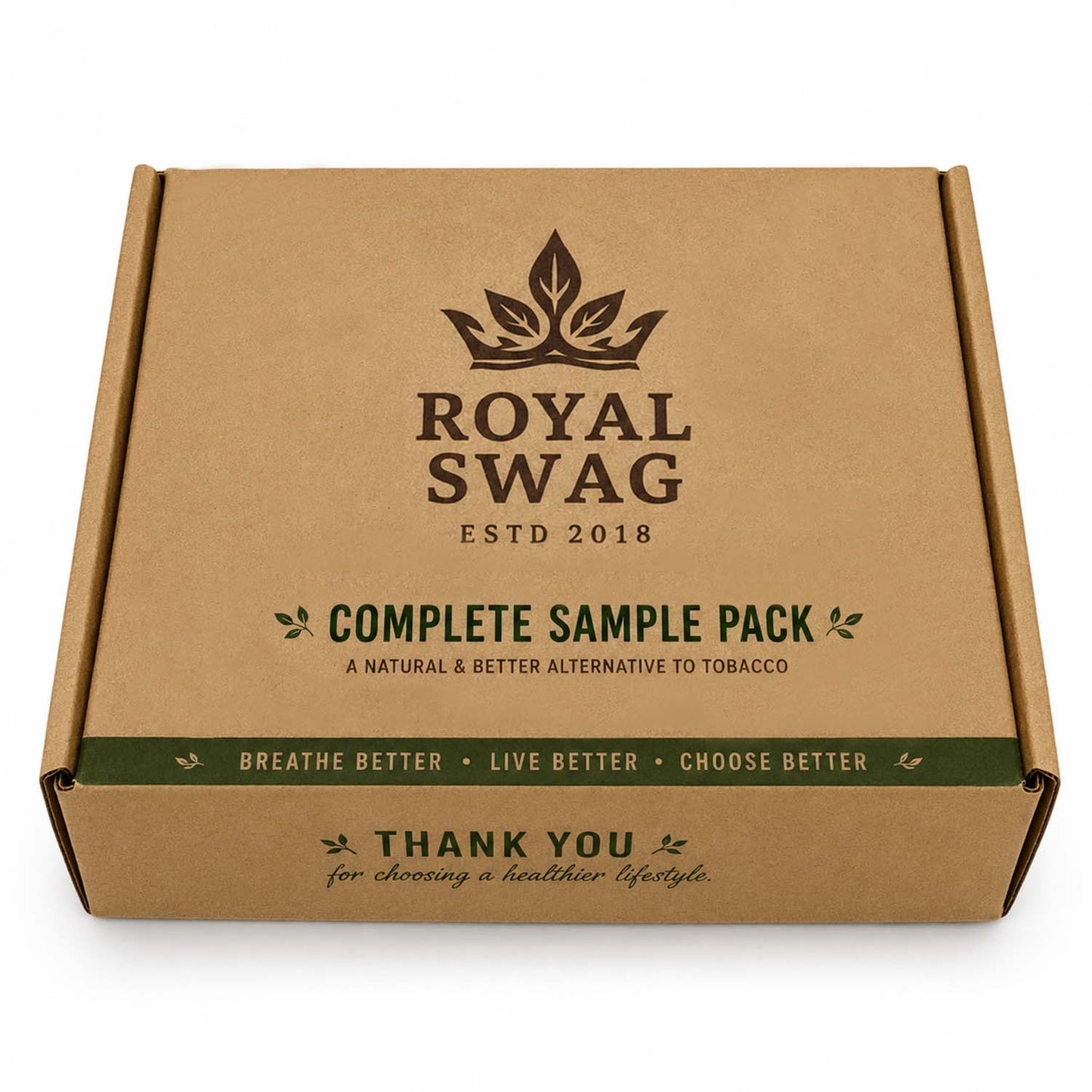 ROYAL SWAG Complete Sample Pack | Tobacco-Free & Nicotine-Free Herbal Collection | 6 Herbal Cigarette Flavours + Herbal Mix + Pre Rolled Cones + Lung Detox Tea Bags + 20ml Tar Out Syrup | Trial Pack