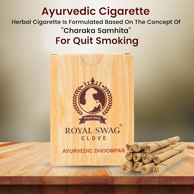 Ayurvedic & Herbal Long Bidi Smoke, (Pack of 10 X 20 Bidi Sticks Per Pack) Stop Nicotine Craving Tobacco Free Dhoompan Helps in Quit Smoking - (200 Sticks)