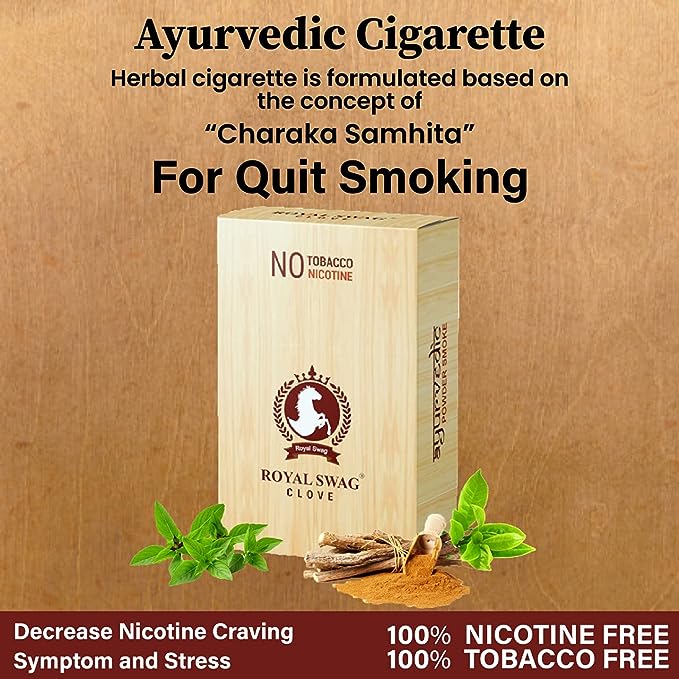 Ayurvedic Herbal Cigarette Clove Flavoured (200 Sticks) 100% NO Nicotine & NO Tobacco - Helps To Quit Smoking (Smoking Cessation) Non Addictive | Pack Of 200
