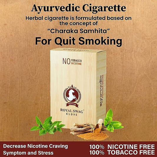 Ayurvedic Herbal Cigarette Clove Flavoured (200 Sticks) 100% NO Nicotine & NO Tobacco - Helps To Quit Smoking (Smoking Cessation) Non Addictive | Pack Of 200