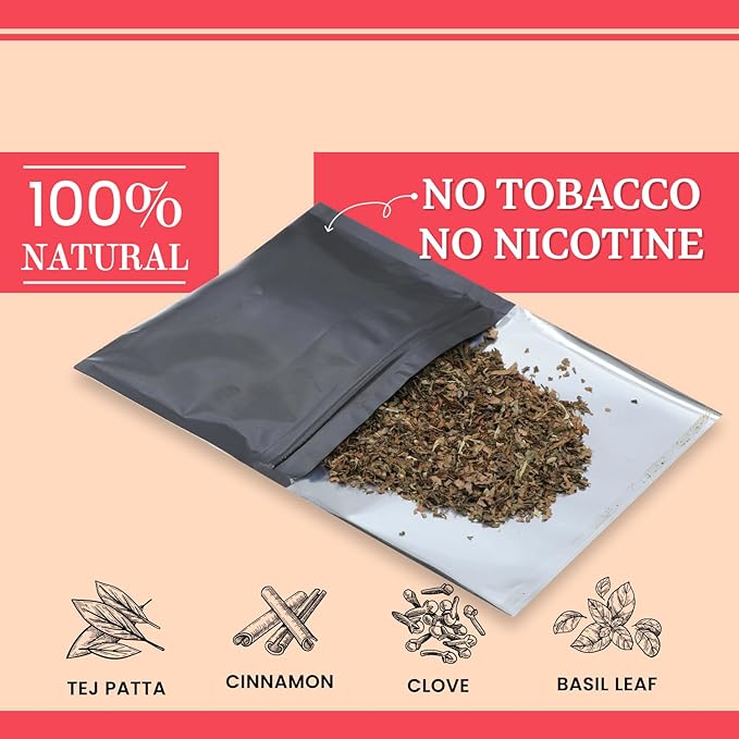100% Tobacco Free & Nicotine Free Ayurvedic Herbal Smoking Mixture Blend 20 gram - Strawberry Flavor | Perfect for RYO Make Your Own Roll