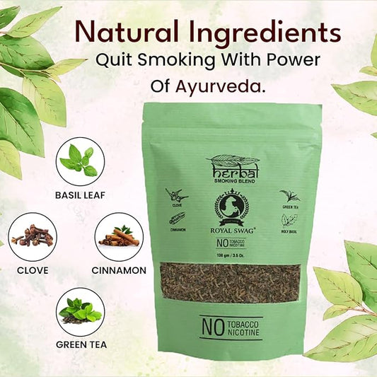 Tobacco & Nicotine Free Smoking Mixture With 100% Natural Herbal Smoking Blend 1 Pack - 100gm With Wooden Pipe