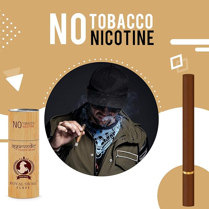 Ayurvedic & Herbal Cigarette, Clove Flavour Smoke Tobacco Free Cigarettes Helps in Quit Smoking - (50 Sticks)