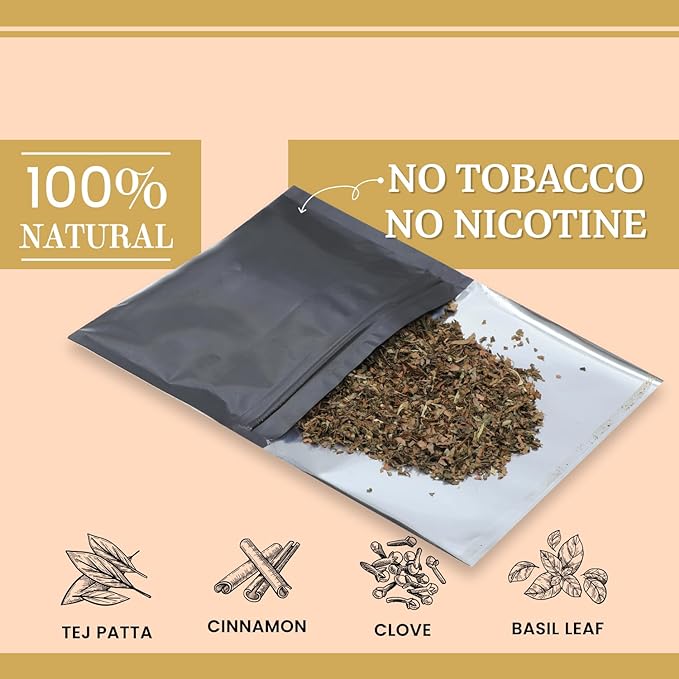 100% Tobacco Free & Nicotine Free Ayurvedic Herbal Smoking Mixture Blend 20 gram - Ginger Flavor | Perfect for RYO Make Your Own Roll