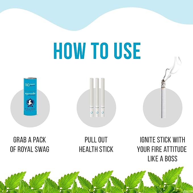 Ayurvedic & Herbal Cigarette, Mint Flavour Smoke Tobacco Free Cigarettes Helps in Quit Smoking - (50 Sticks)