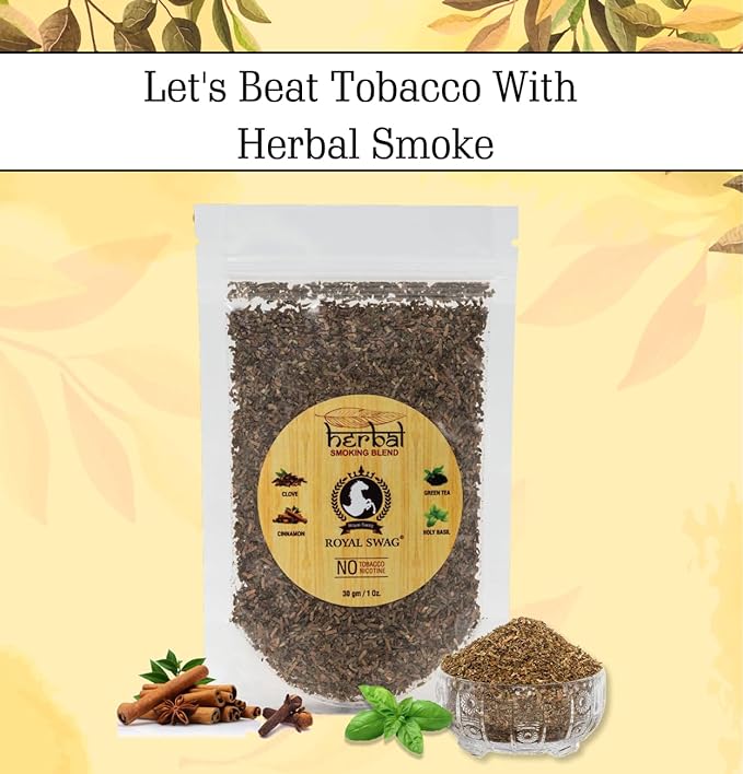 Tobacco & Nicotine Free Smoking Mixture With 100% Natural Herbal Smoking Blend 1 Pack (1 oz/ 30g) With Pre-Rolled Cones Classic King Size Rolling Papers with Filter Tips - 110 MM Long Cones