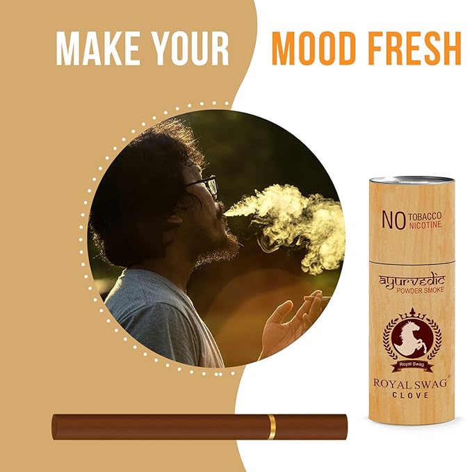 Ayurvedic & Herbal Cigarette, Clove Flavour Smoke Tobacco Free Cigarettes Helps in Quit Smoking - (50 Sticks)