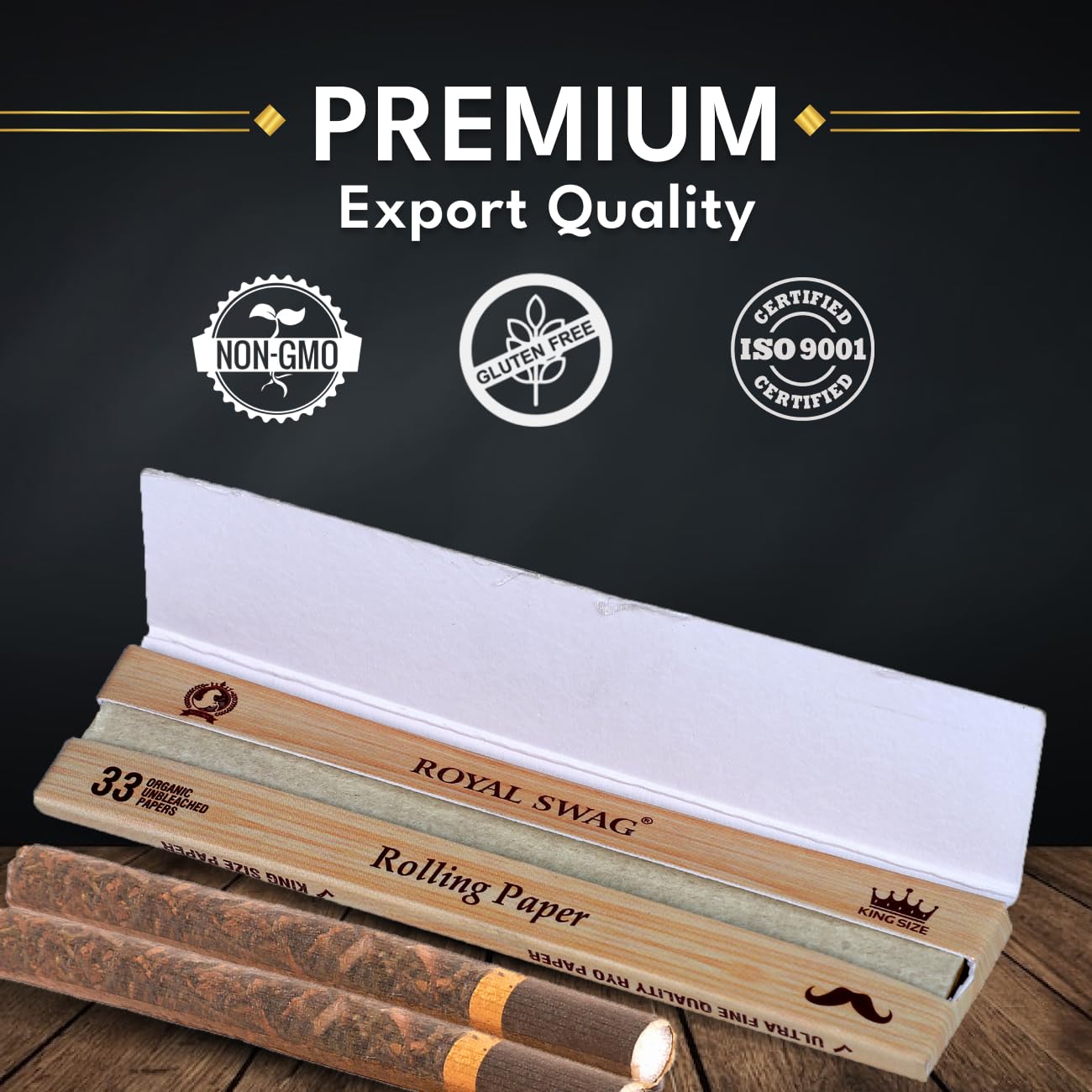 King Size Smoking Rolling Papers | Premium Brown Unbleached Paper | Pack Of 5 Each Pack has 33 Leaf| 165 Rolling Papers