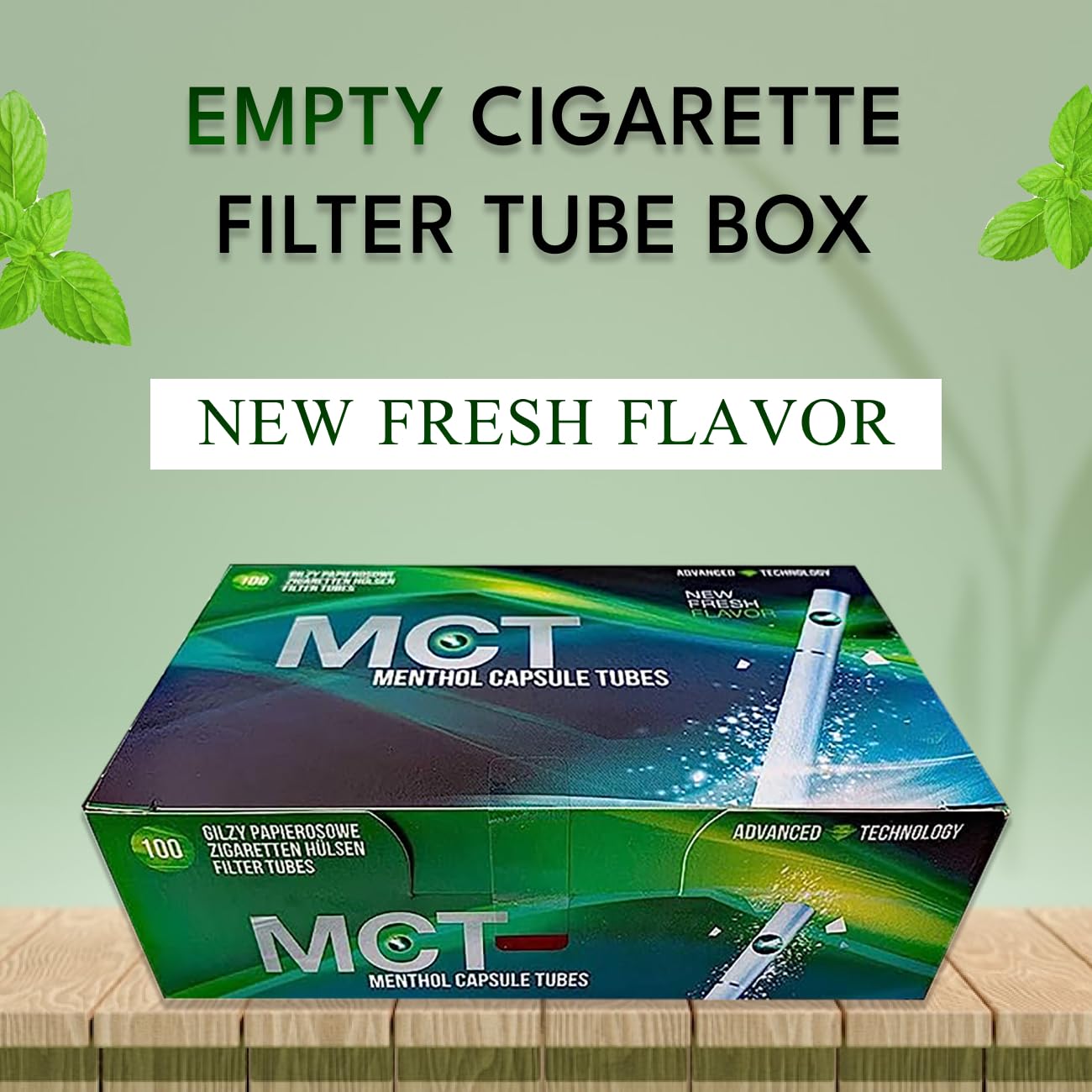 MCT Menthol Capsule Tube Click Filtertubes Long Size Full 20 mm Filter Cigarette Tubes - 100 Tubes Per Box