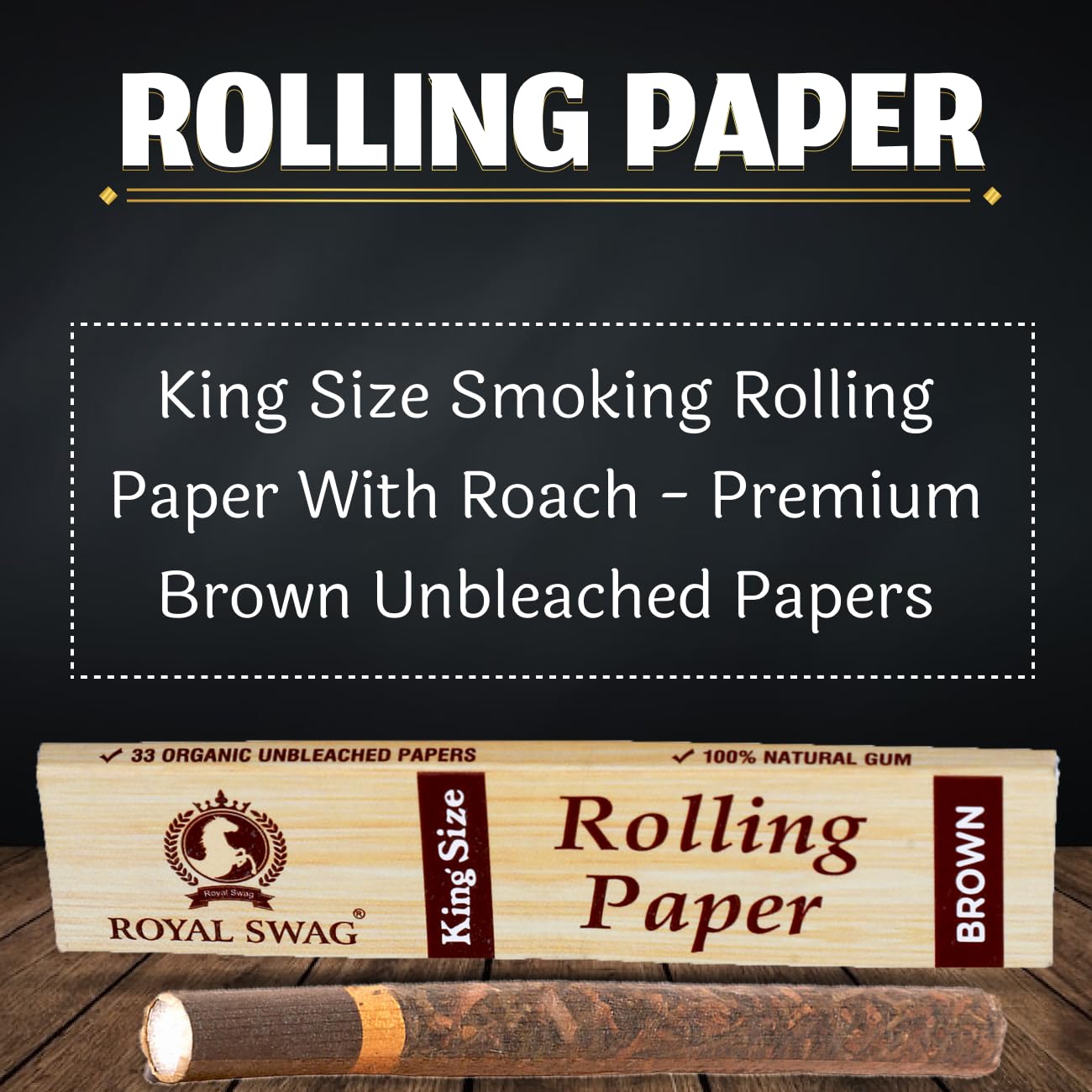 King Size Smoking Rolling Papers | Premium Brown Unbleached Paper | Pack Of 5 Each Pack has 33 Leaf| 165 Rolling Papers