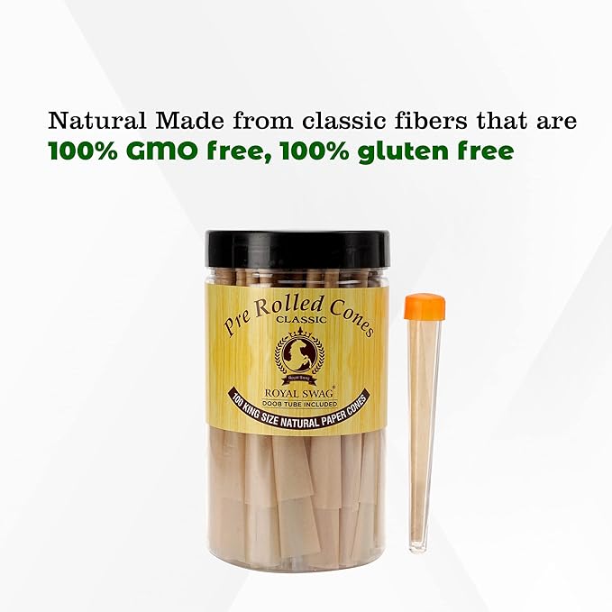 Tobacco & Nicotine Free Smoking Mixture With 100% Natural Herbal Smoking Blend 1 Pack -100gm With Pre-Rolled Cones Classic King Size Rolling Papers with Filter Tips - 110 MM Long Cones
