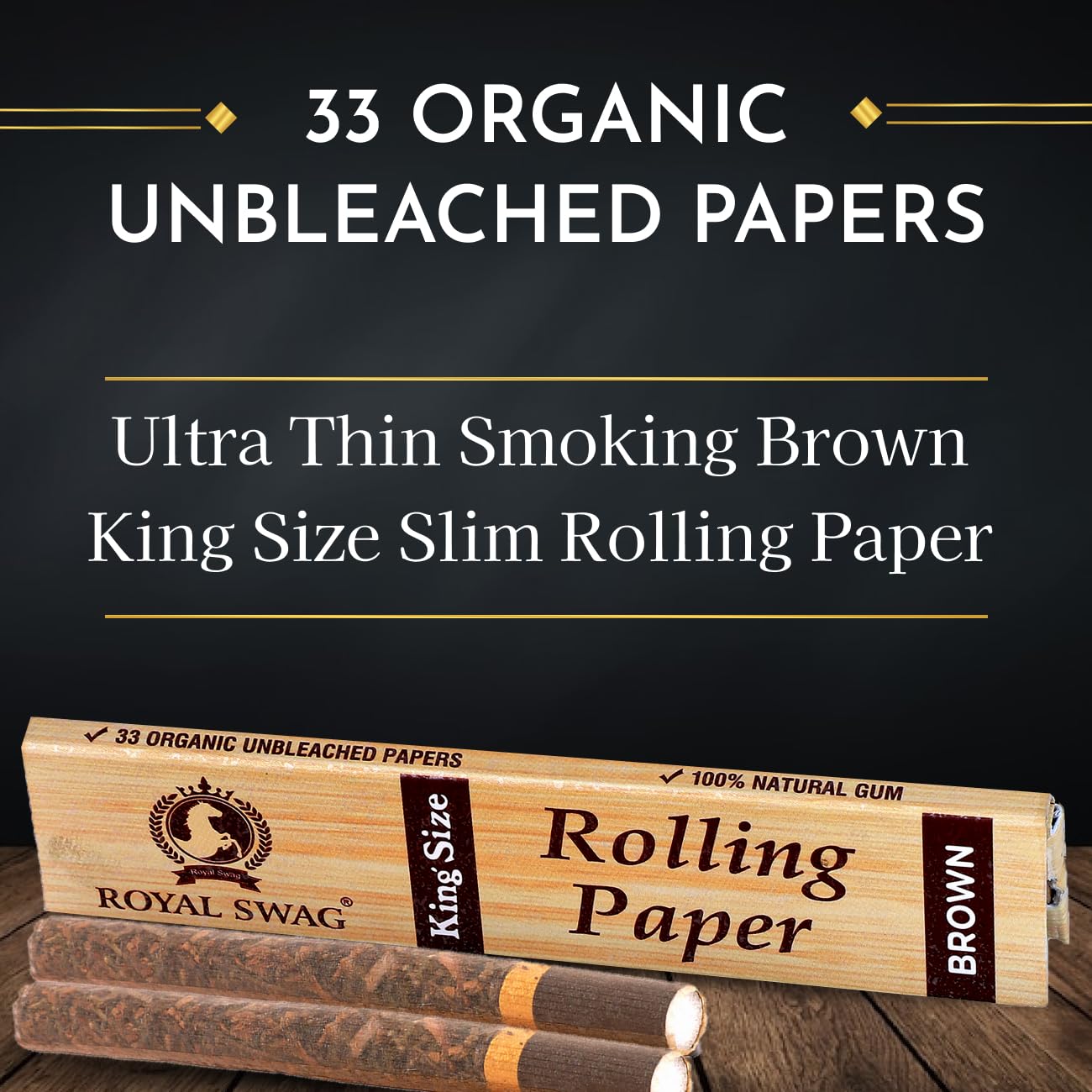 King Size Smoking Rolling Papers | Premium Brown Unbleached Paper | Pack Of 5 Each Pack has 33 Leaf| 165 Rolling Papers