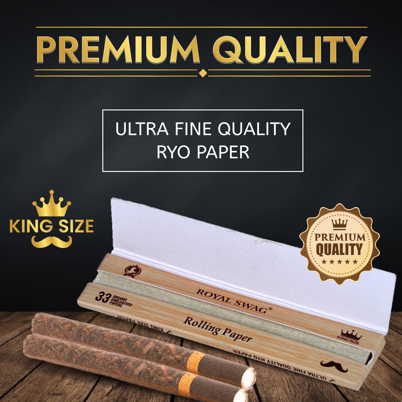 King Size Smoking Rolling Papers | Premium Brown Unbleached Paper | Pack Of 5 Each Pack has 33 Leaf| 165 Rolling Papers