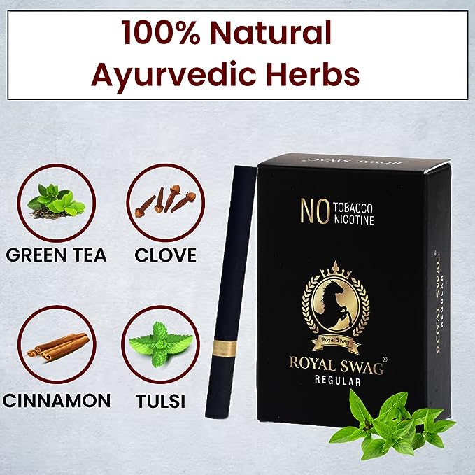Ayurvedic & Herbal Smokes Cigarettes - Tobacco and Nicotine Free(Regular Flavored Pack Of 100 Smoke) - Helps in Quit Smoking