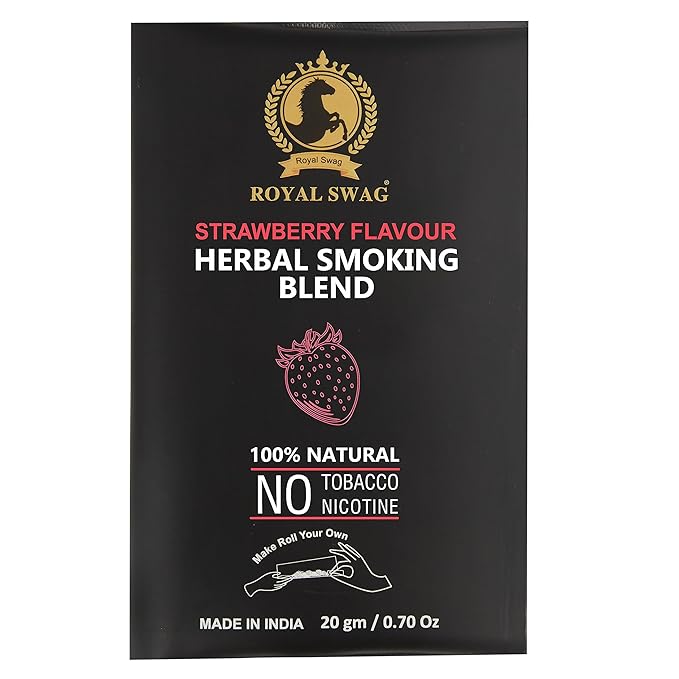 100% Tobacco Free & Nicotine Free Ayurvedic Herbal Smoking Mixture Blend 20 gram - Strawberry Flavor | Perfect for RYO Make Your Own Roll