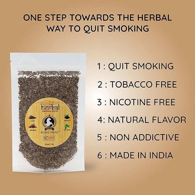 Tobacco & Nicotine Free Smoking Mixture With 100% Natural Herbal Smoking Blend 1 Pack (1 Oz/ 30G) With Wooden Pipe, Cardamom