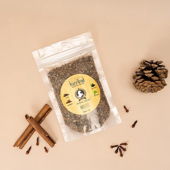 Tobacco & Nicotine Free Smoking Mixture With 100% Natural Herbal Smoking Blend 1 Pack (1 Oz/ 30G) With Wooden Pipe, Cardamom