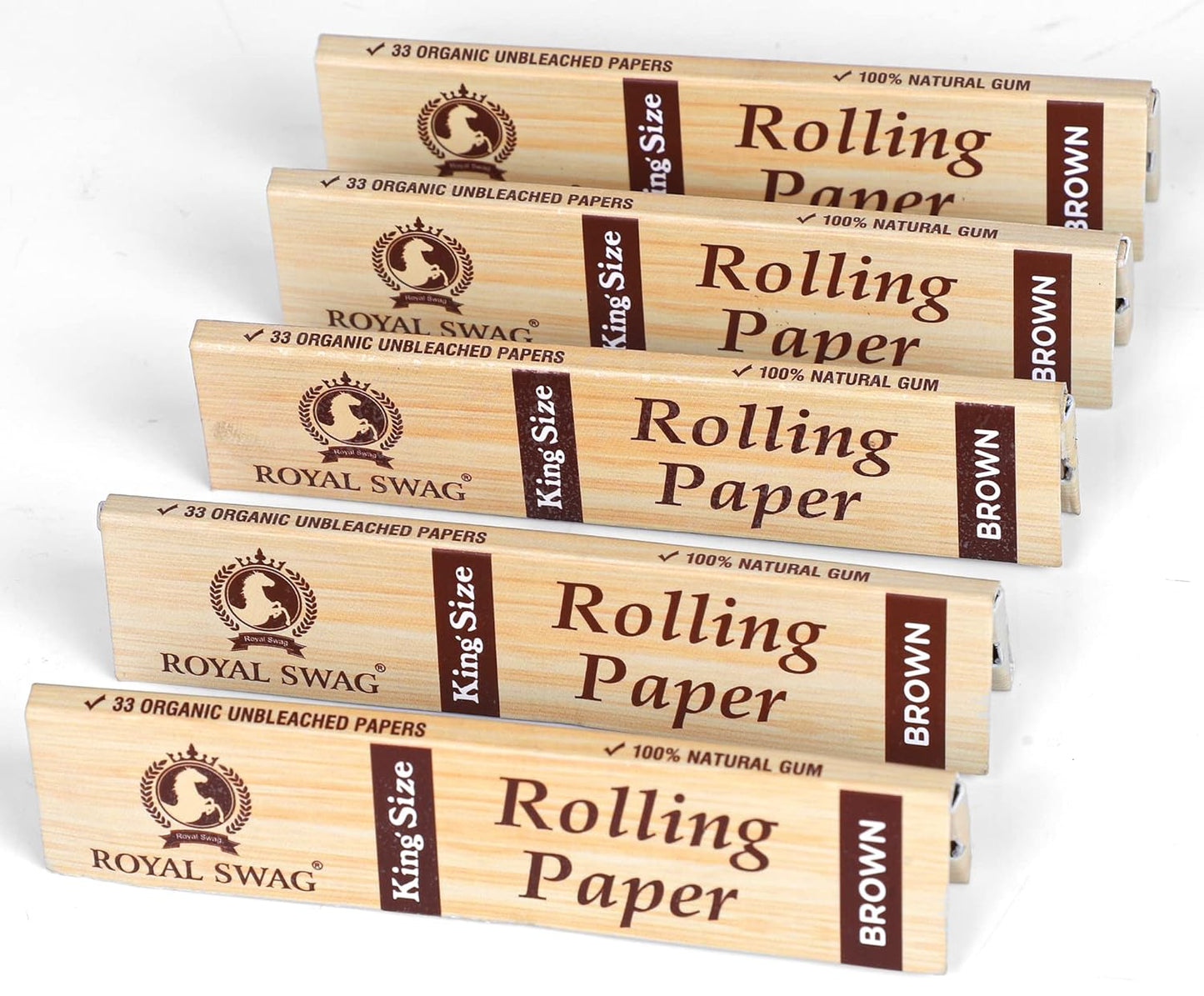 King Size Smoking Rolling Papers | Premium Brown Unbleached Paper | Pack Of 5 Each Pack has 33 Leaf| 165 Rolling Papers
