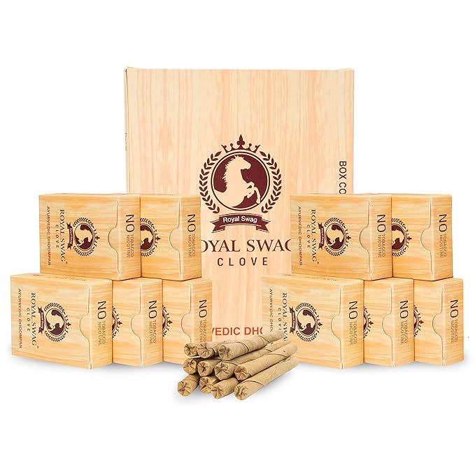 Ayurvedic & Herbal Long Bidi Smoke, (Pack of 10 X 20 Bidi Sticks Per Pack) Stop Nicotine Craving Tobacco Free Dhoompan Helps in Quit Smoking - (200 Sticks)