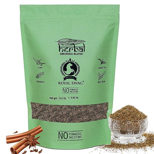 Tobacco & Nicotine Free Smoking Mixture With 100% Natural Herbal Smoking Blend 1 Pack -100gm With 100 MM King Size Tendu Palm Leaf Rolls Ready to Use Cones Jar Of 50 Pcs Pack