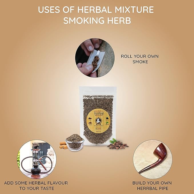 Tobacco & Nicotine Free Smoking Mixture With 100% Natural Herbal Smoking Blend 1 Pack (1 Oz/ 30G) With Wooden Pipe, Cardamom