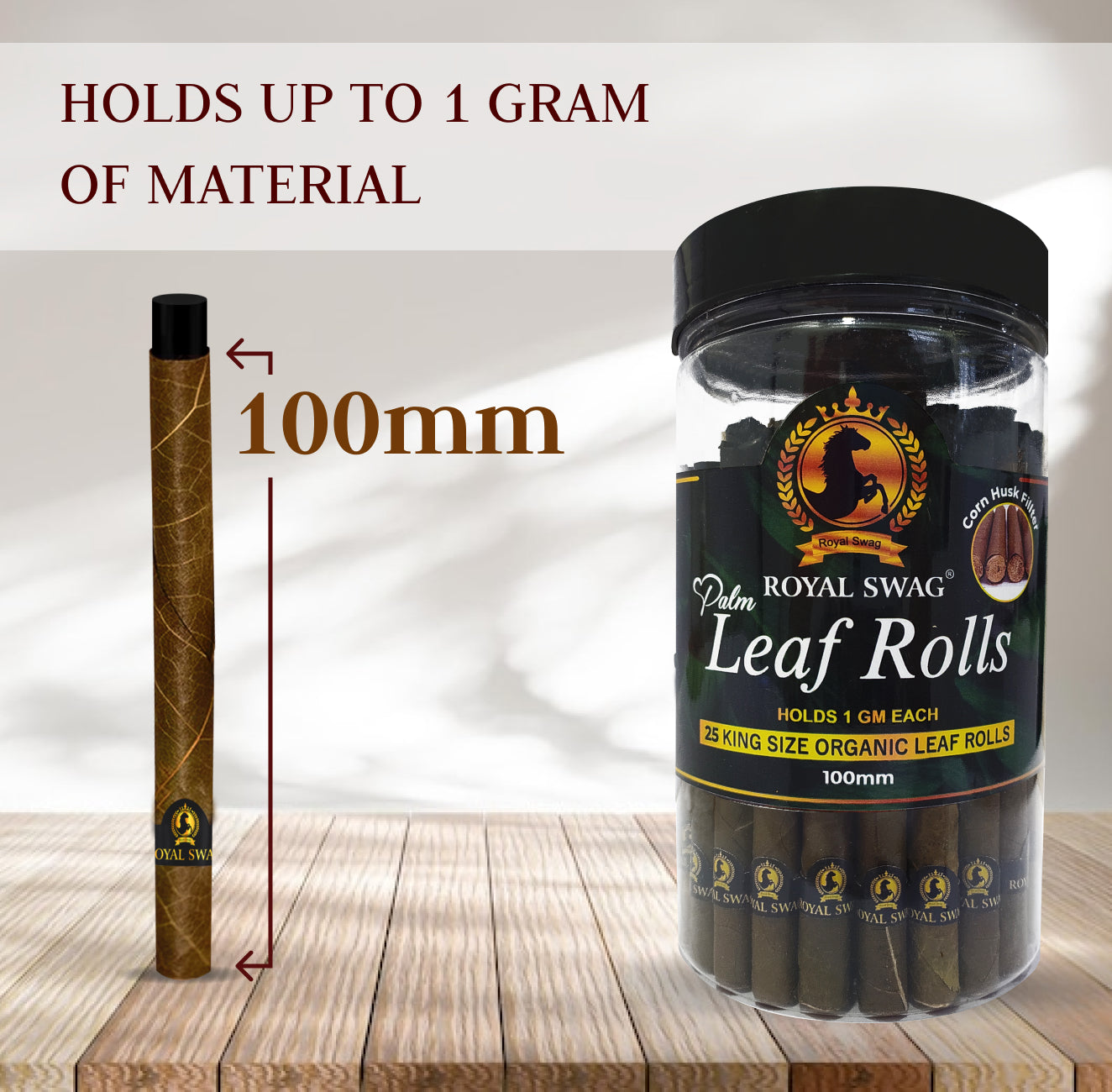 King Size Pre Roll Palm Leaf Cones(Corn Husk Filter) 25 Pcs with 1 Filling Stick