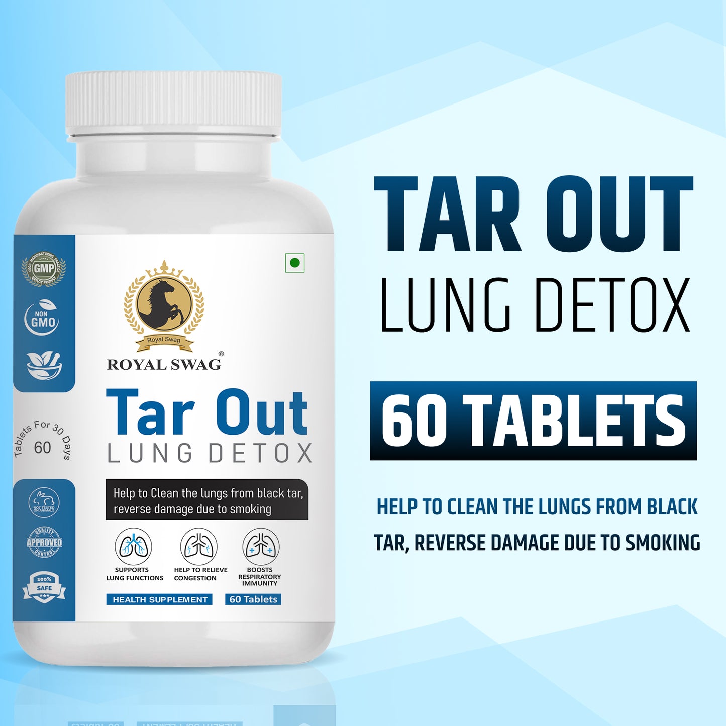 Tar Our Lung Cleanse and Detox Tablet 60 Pcs Pack