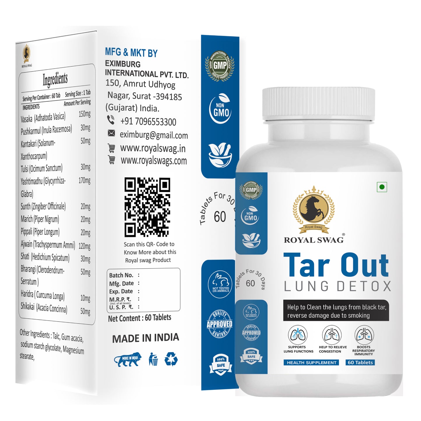 Tar Our Lung Cleanse and Detox Tablet 60 Pcs Pack