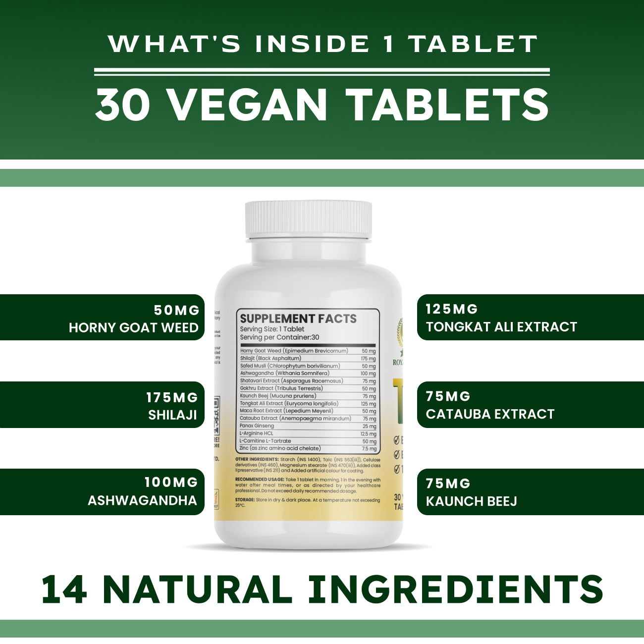 Natural Testosterone Tablet 30 Pcs Pack