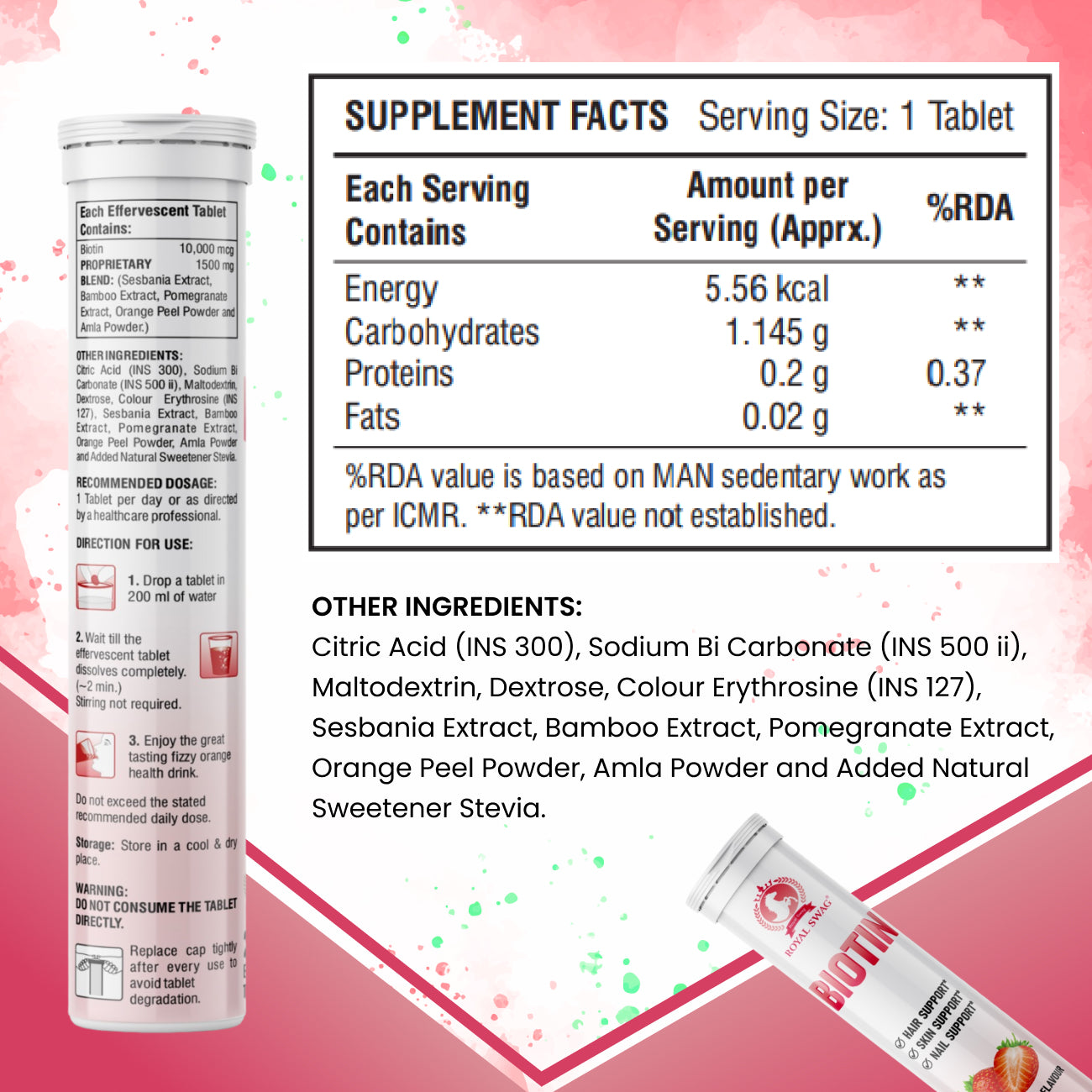 Biotin Effervescent Tablet 20 Pcs Pack