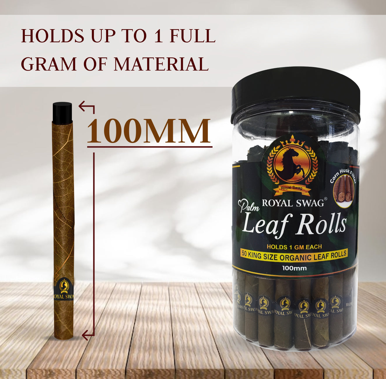 King Size Pre Roll Palm Leaf Cones(Corn Husk Filter) 50 Pcs with 1 Filling Stick