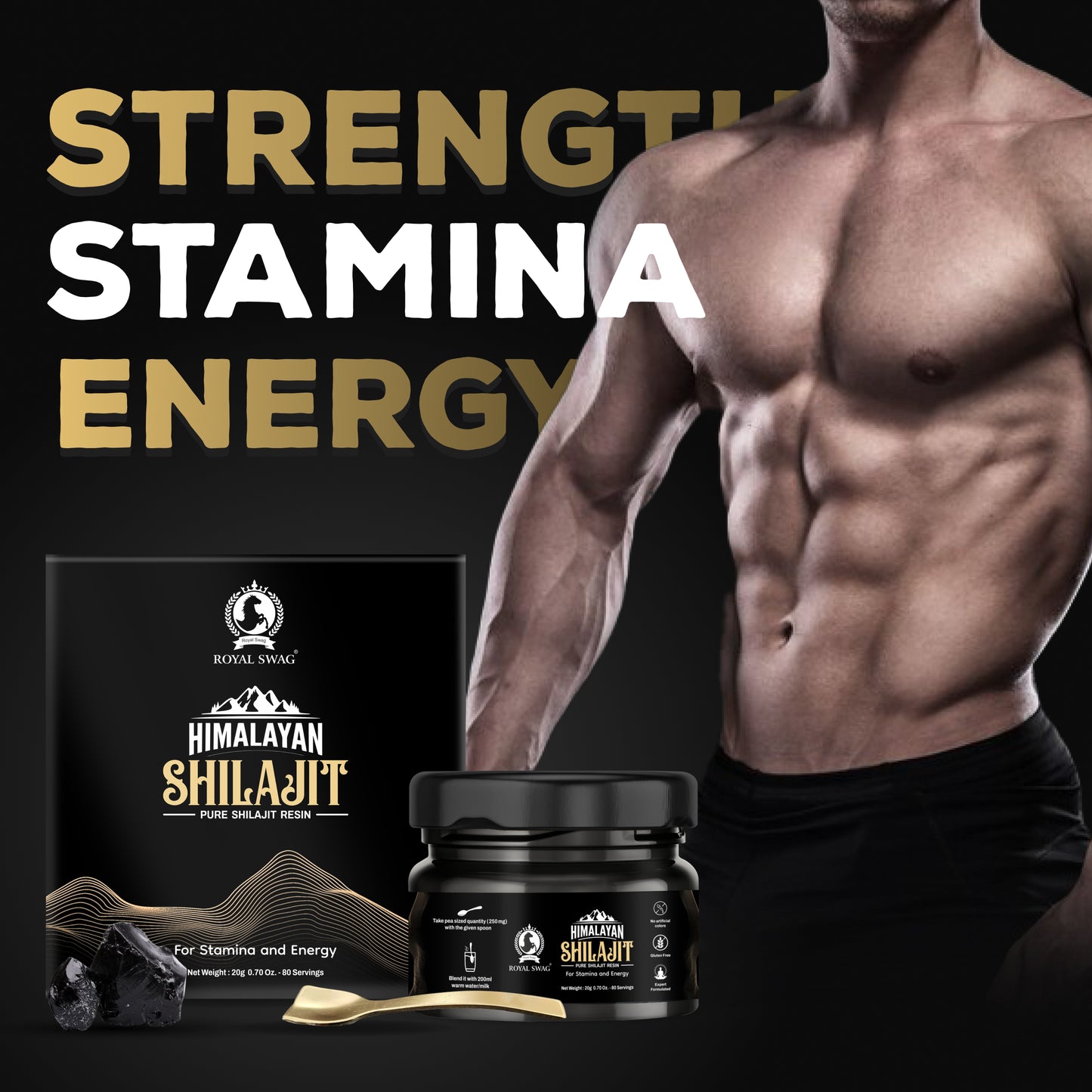 Pure Himalayan Shilajit Resin For Men and Women 20 gram With 1 Serving Spoon