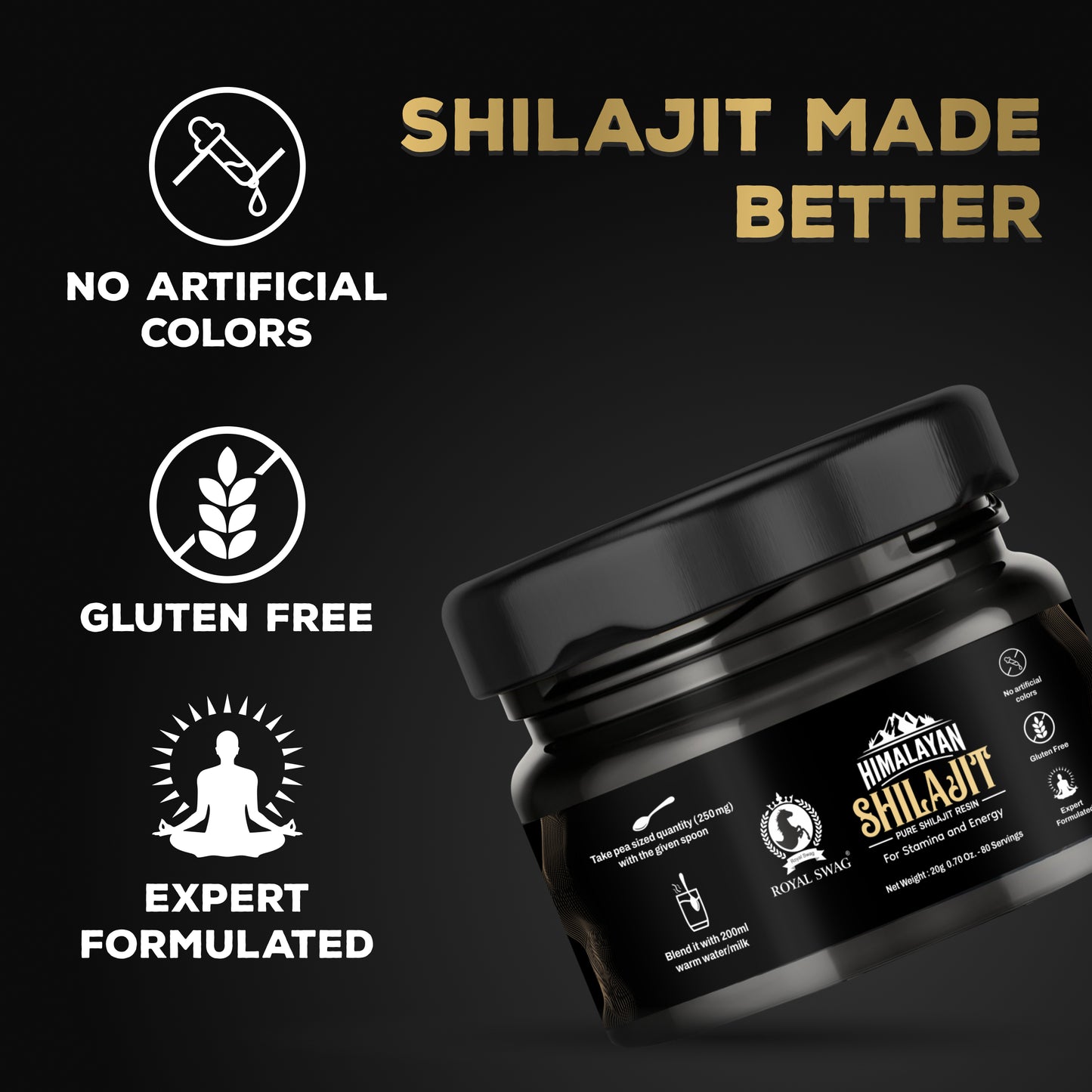 Pure Himalayan Shilajit Resin For Men and Women 20 gram With 1 Serving Spoon