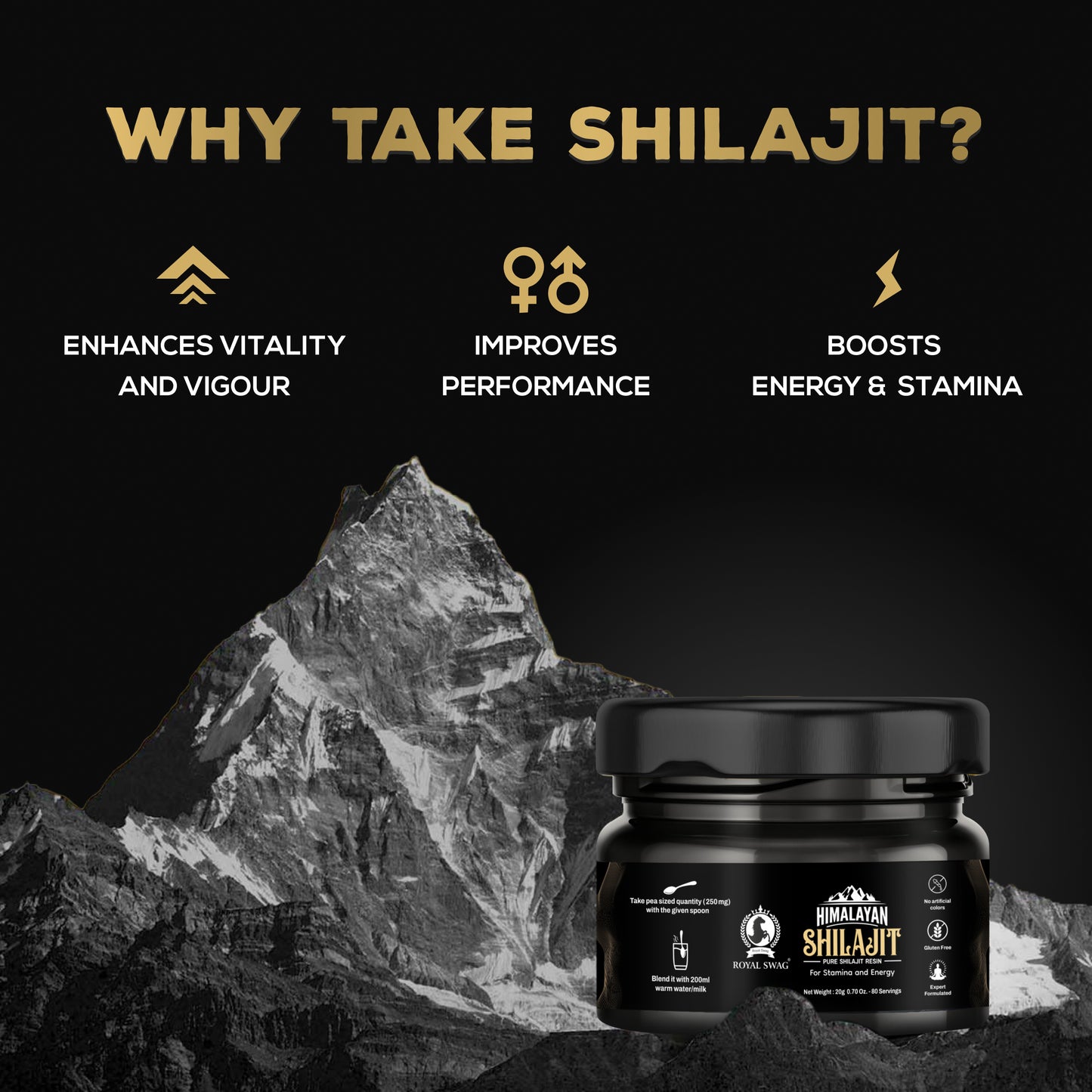 Pure Himalayan Shilajit Resin For Men and Women 20 gram With 1 Serving Spoon