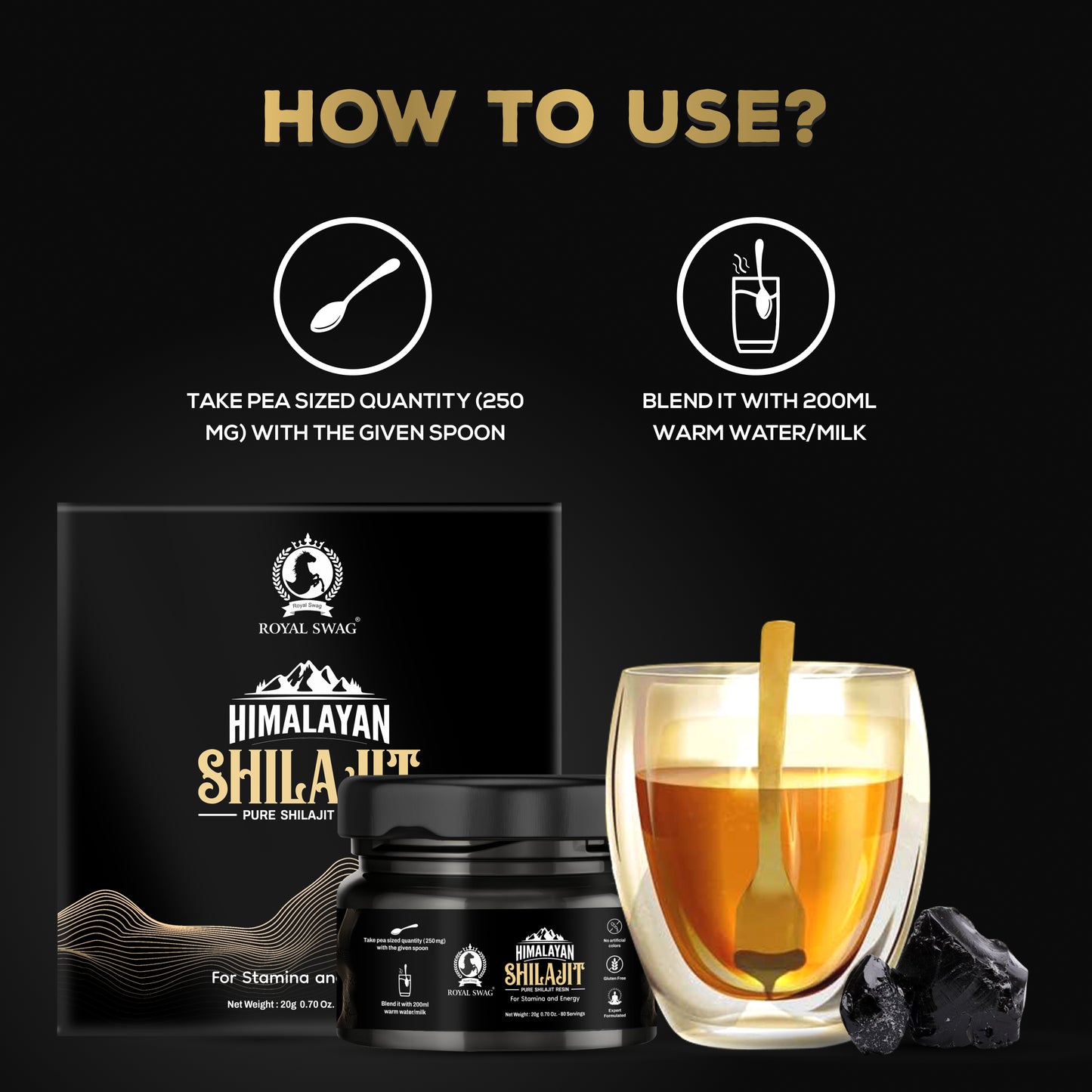 Pure Himalayan Shilajit Resin For Men and Women 20 gram With 1 Serving Spoon