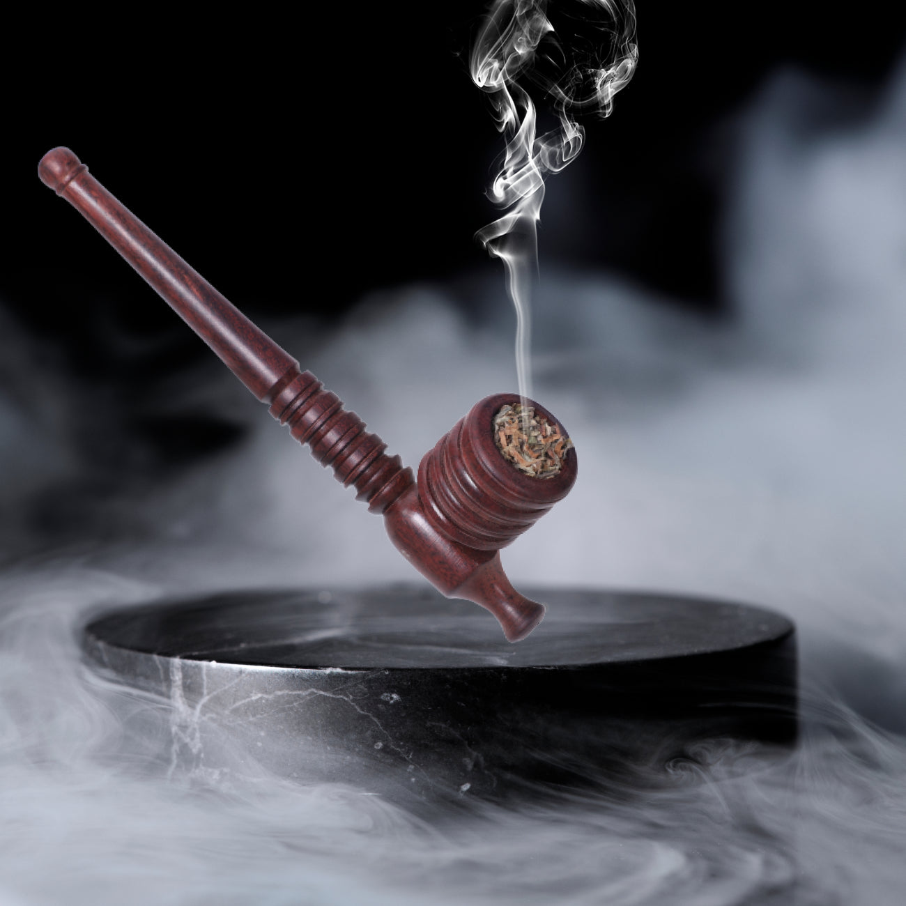Combo OF Tobacco Tobacco Brown Pot & Royal Black Wooden Smoking Pipe Durable Hard Wood Material Wooden