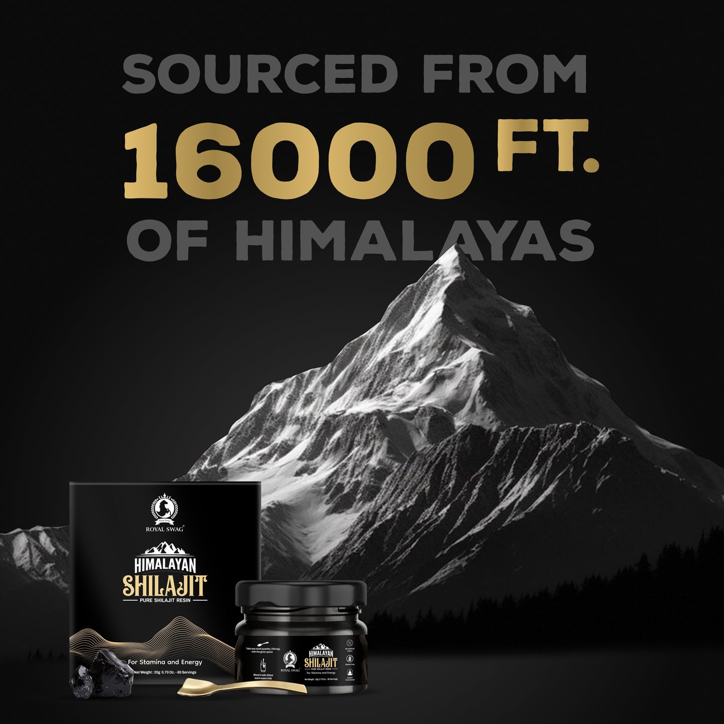 Pure Himalayan Shilajit Resin For Men and Women 20 gram With 1 Serving Spoon