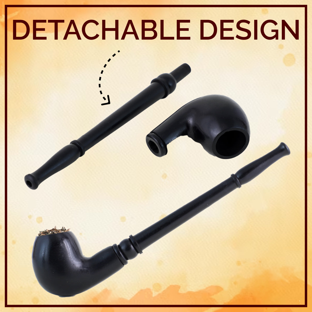 Combo OF Tobacco Brown Pot & Royal Black Wooden Smoking Pipe Durable Hard Wood Material Wooden