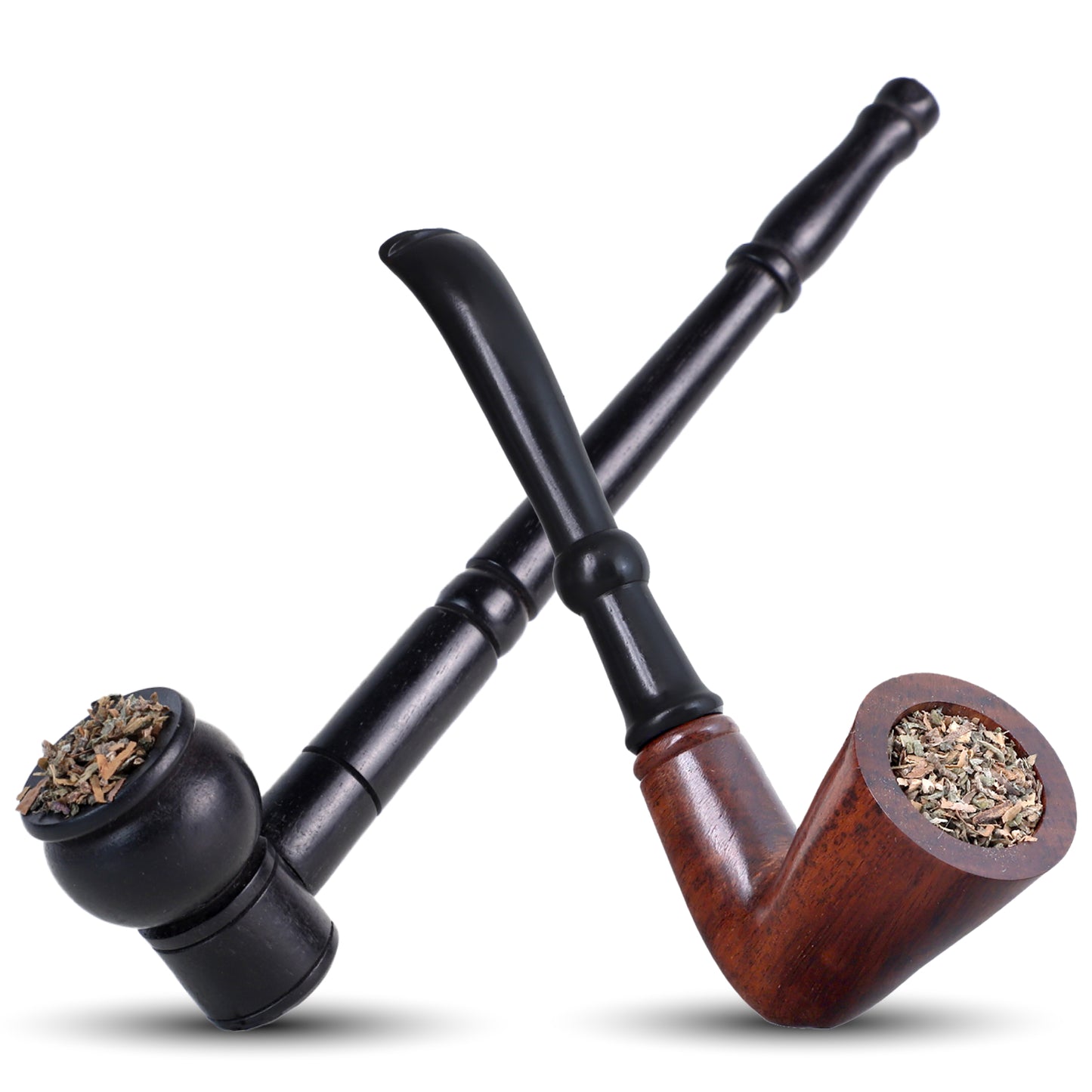 Combo OF Tobacco Tobacco Black Bowl & Horn Woode Wooden Smoking Pipe Durable Hard Wood Material Wooden