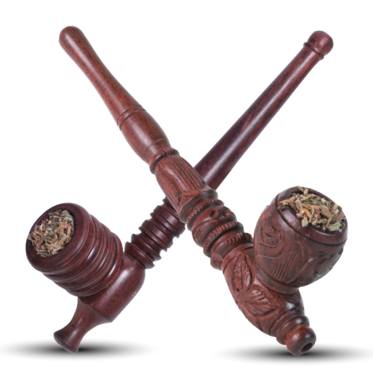 Combo OF Tobacco Tobacco Brown Pot & Royal Black Wooden Smoking Pipe Durable Hard Wood Material Wooden