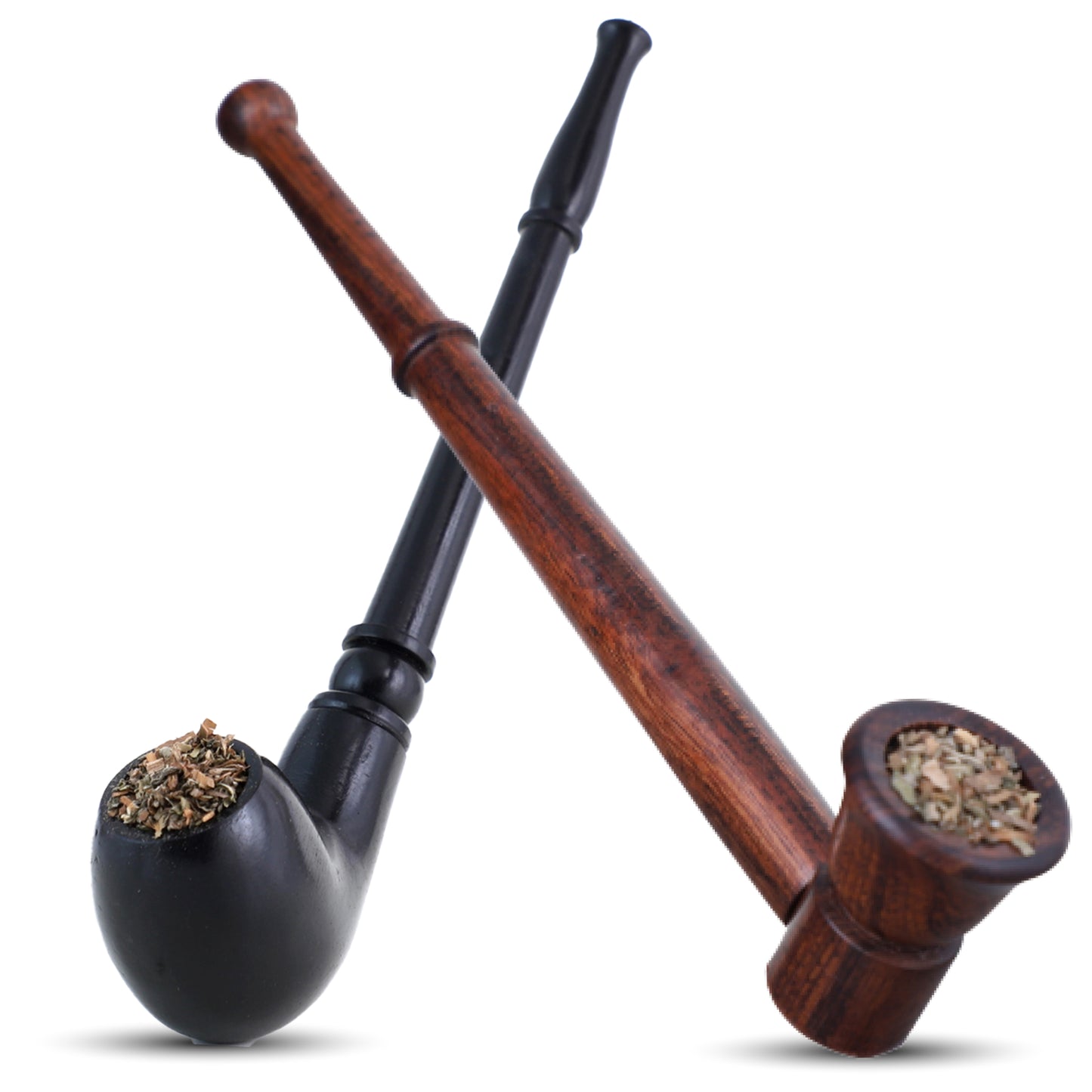 Combo OF Tobacco Brown Pot & Royal Black Wooden Smoking Pipe Durable Hard Wood Material Wooden