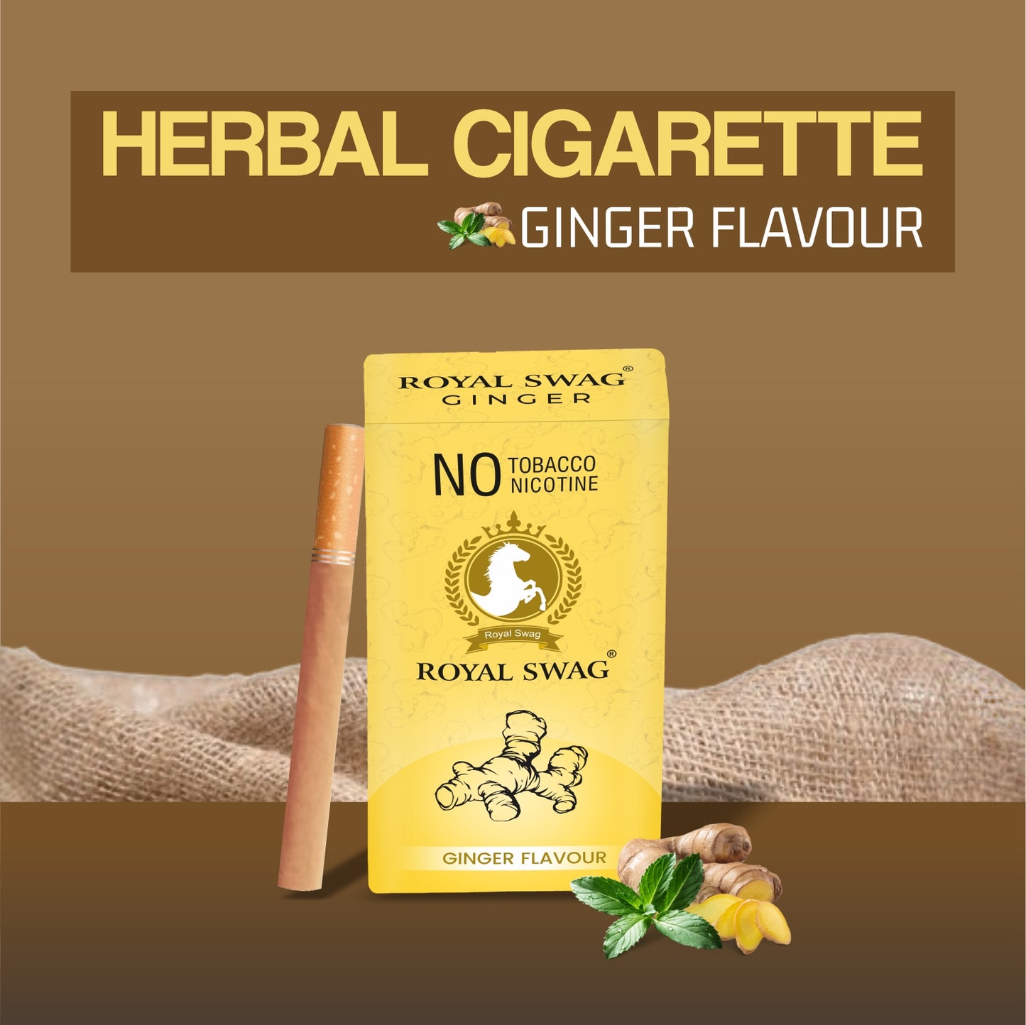 Natural Herbal Cigarettes Ginger Flavour (10 Sticks) 100% Tobacco-Free and Nicotine